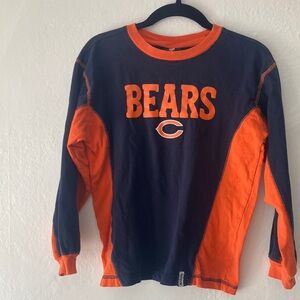 NFL Chicago Bears Football Navy Blue Orange Reebok Long Sleeve Tees size 10 / 12